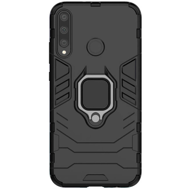 Ударостійкий чохол Transformer Ring for Magnet для Huawei P40 Lite E / Y7p (2020) TPU+PC, Кільце-тримач, Чорний / Soul Black, фото 1