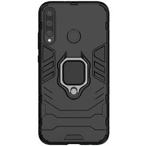 Ударостійкий чохол Transformer Ring for Magnet для Huawei P40 Lite E / Y7p (2020) TPU+PC, Кільце-тримач, Чорний / Soul Black