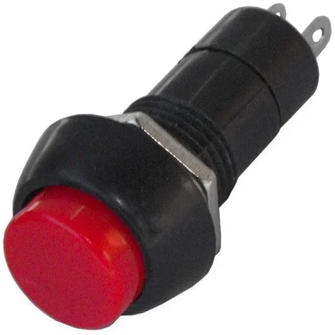 Кнопка середня PBS-11А з фіксацією ON-OFF TCOM, 2pin, 1 А 250 V, червона, фото 1