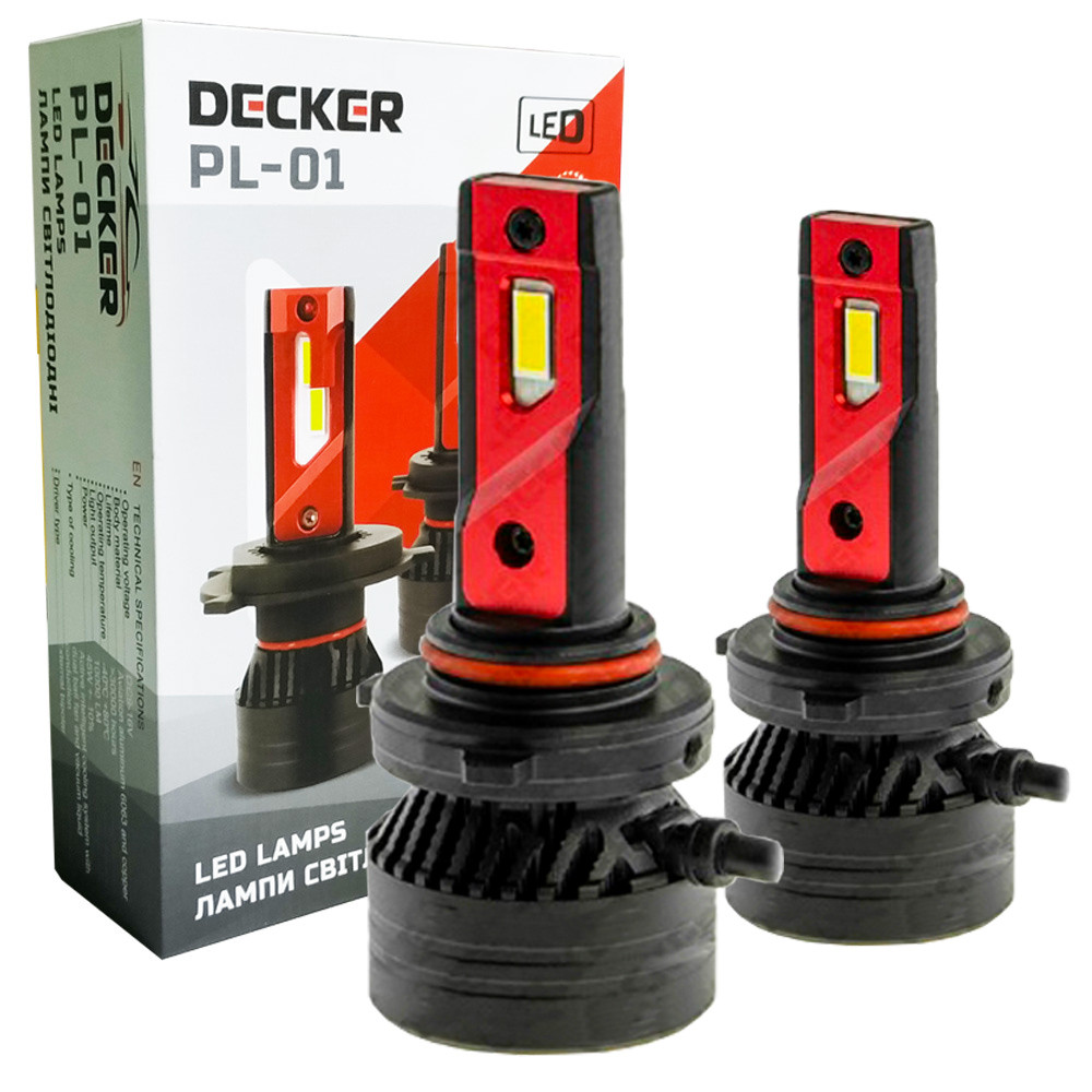 Лампа світлодіодна для фар DECKER LED PL-01 HB3 (9005) 5000K 10000LM 2 шт комплект