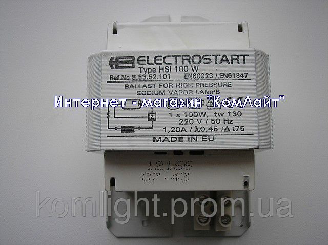 Балласт 100Вт ELECTROSTART для натриевых ламп HSI 100W 220V/50Hz(Болгария) - фото 2 - id-p195267491