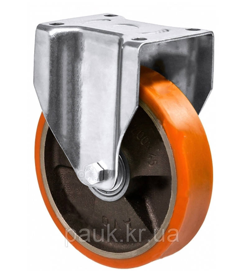 Колесо 5507-M-125-B, Ø 125 мм, 55 Medium, неповоротне колесо посилене, колесо з неповоротним кронштейном, колесо з чавуну, фото 1