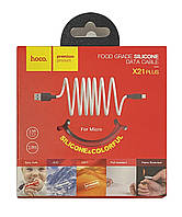 Usb кабель (шнур) Hoco X21 Silicone micro (1m) Чорно - червоний