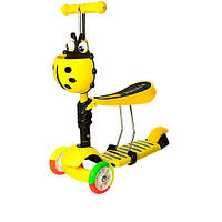 Самокат-беговел детский JR 3-054-H трехколесный с багажником (Желтый) (3JR 3-054-H(Yellow))