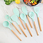 Кухонний набір Silikone Kitchen Set м'ятний із силікону з бамбуковою ручкою з 12 предметів, фото 6