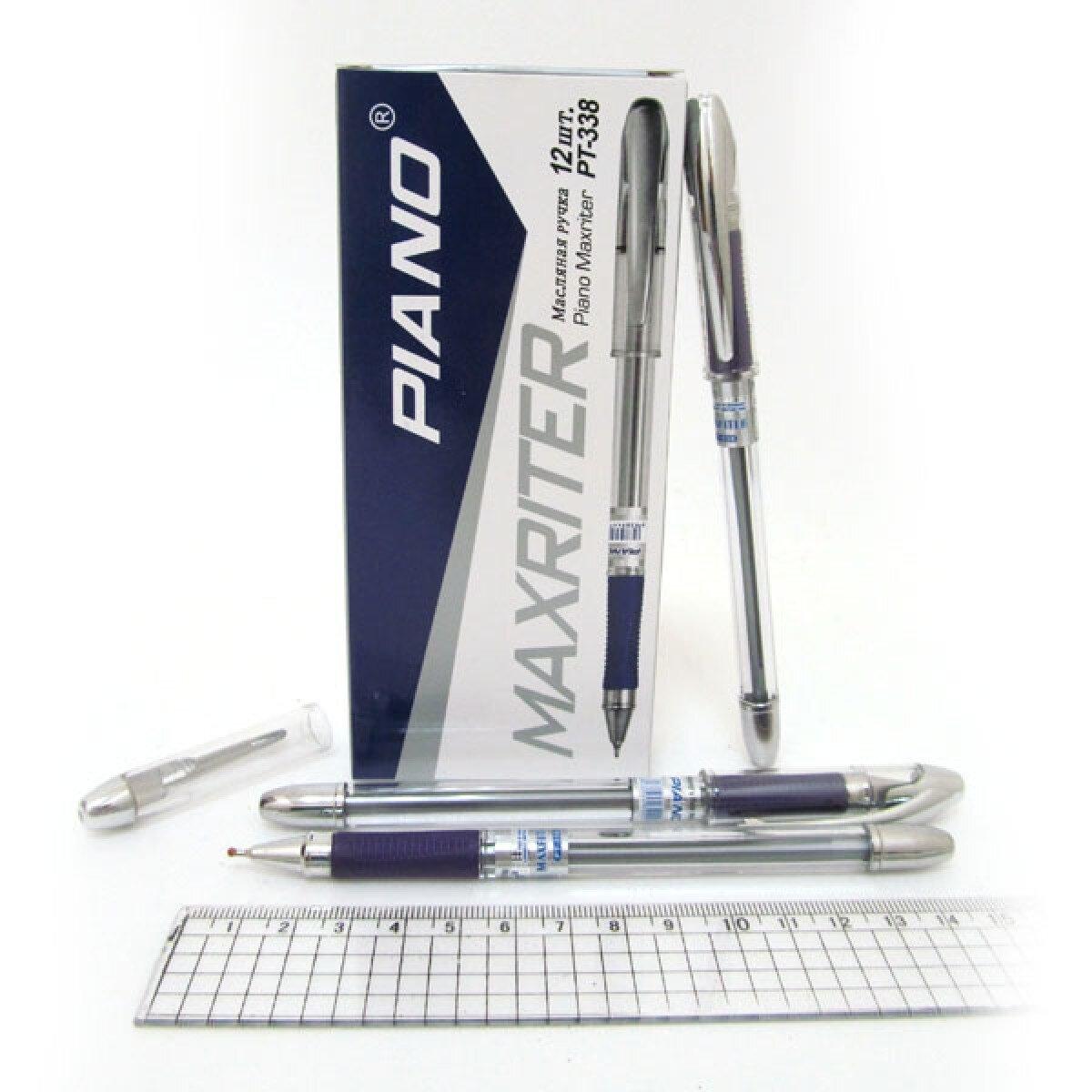 Ручка масляна "Piano" "Maxriter" 0,5 мм, чорна, грип, 12шт/етик.