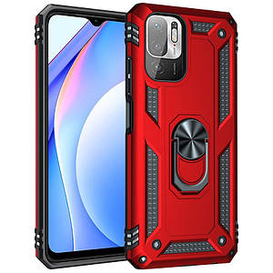 Ударостійкий чохол Serge Ring for Magnet для Xiaomi Redmi Note 10 5G / Poco M3 Pro TPU+PC, Червоний