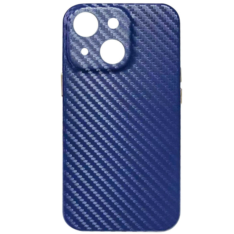 Шкіряний чохол Leather Case Carbon series для Apple iPhone 13 mini (5.4") Штучна шкіра, Синій, фото 1