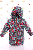 Куртка на синтепоне с принтом Снежинок Евро серая для девочки р.92, 98, 104