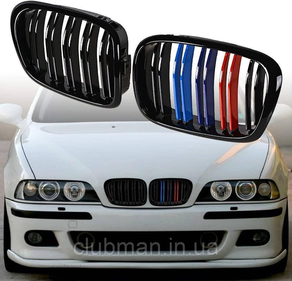 Решітка ноздрі BMW M5 (БМВ) E39 (1995 - 2004) M5 Чорний Глянець 2 ребра M-color