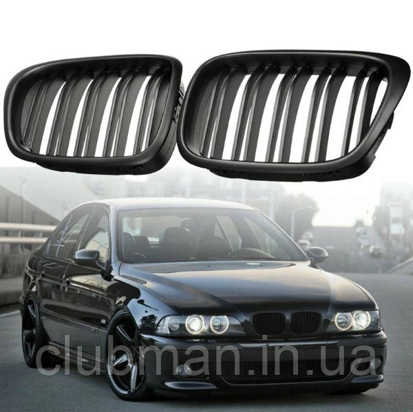 Решітка ноздрі радіатора BMW (БМВ) 5 series E39 (1995 - 2004) Чорний мат 2 ребра