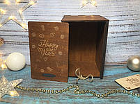 Келих для коньяку "SUPER МУЖ" у дерев'яній коробці "Happy new year" (тікове дерево), фото 3