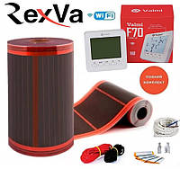 Тепла підлога RexVa PTC 7,0м2 (0.5 м х 14м)1540Вт/ 220Ват/м2 саморегулююча плівкова з терморегулятором F70 WiFi