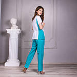 Жіночий медичний костюм "Аріша" біло-м'ятний, фото 3