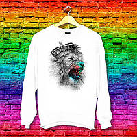 Світшот з оригінальним принтом Сірий Лев у короні Push IT