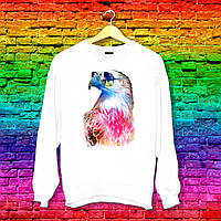 Світшот з оригінальним принтом Орел кольоровий в окулярах Push IT