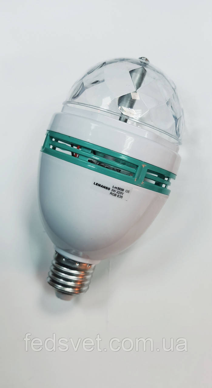 Лампа світлодіодна Lemanso RGB 3W E27 ДИСКО, фото 1