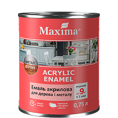 Емаль акрилова Maxima для дерева та металу шовковисто-матова Антрацит 0.75 л