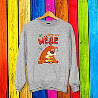 Світшот з оригінальним принтом Ведмідь з медом "Начебто при меді" Push IT