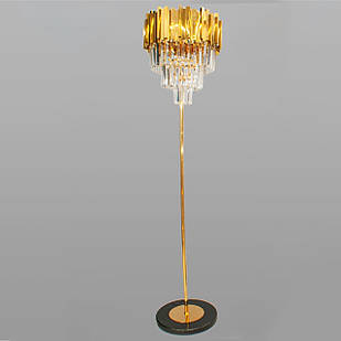 Торшер класичний з кришталевими камінням на 4 лампи 166 см золото D-012-F-G