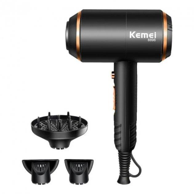 Потужний якісний фен для сушіння укладання волосся Kemei KM 8896 фен з дифузором
