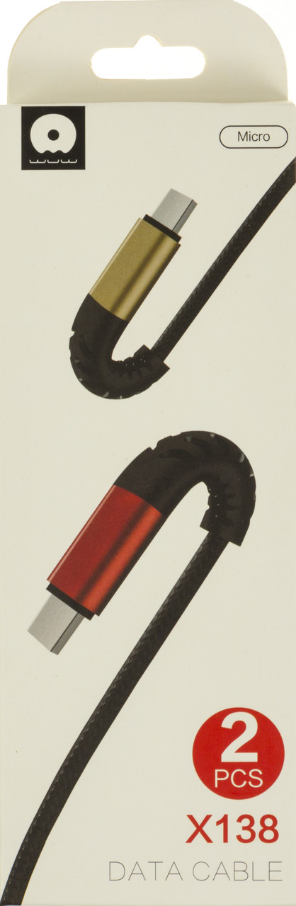 Набір кабелів WUW №X138 microUSB 2шт,USB black/Breidon/