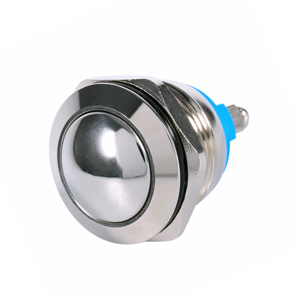 Кнопка антивандальна 16мм TCOM, без фіксації, 220V, виводи під пайку