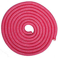 Скакалка для художественной гимнастики утяжеленная с люрексом 300 см d-15 мм (C-0371) Розовый