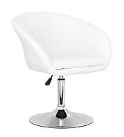 Кресло Мурат, мягкое, экокожа, цвет белый, опора хром на диске