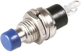 Кнопка мала PBS-10B-2 без фіксації OFF-(ON) TCOM, 2pin, 1 А, 250 V, синя, фото 1