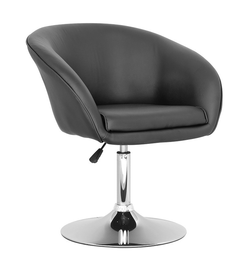 Кресло Мурат мягкое, хромированное, экокожа, цвет черный на диске - фото 1 - id-p1315688348