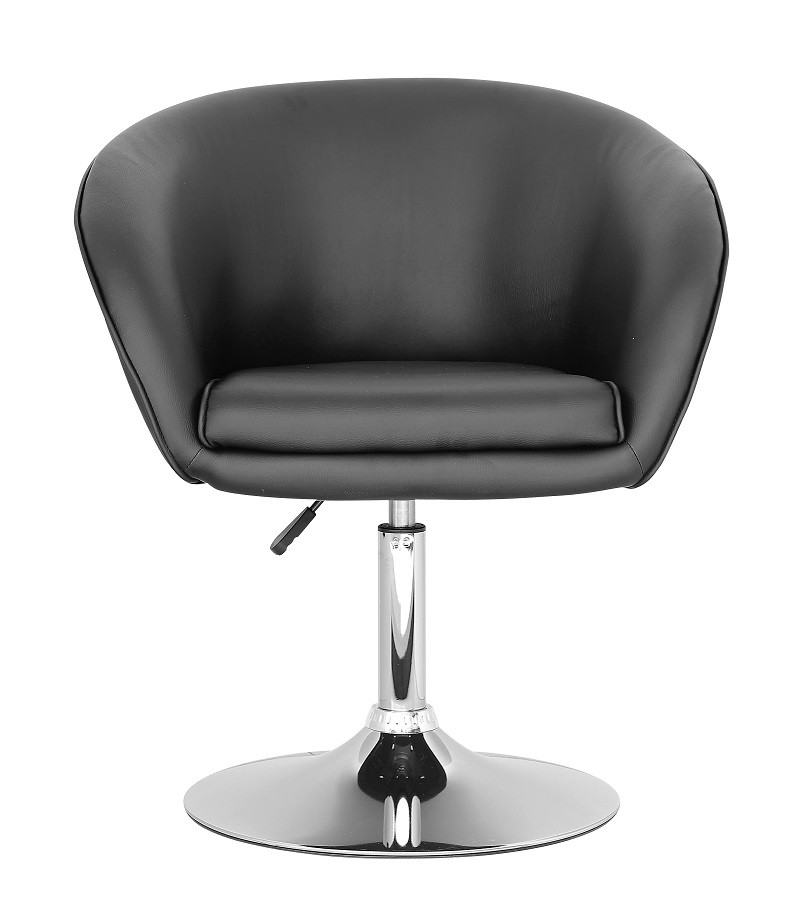 Кресло Мурат мягкое, хромированное, экокожа, цвет черный на диске - фото 2 - id-p1315688348