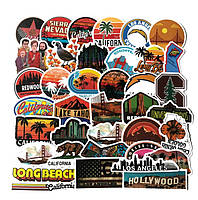 Набор виниловых наклеек стикеров (наклеек) США Калифорния Стикербомбинг на авто телефон ноутбук стену 50шт
