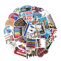 Набор виниловых наклеек стикеров (наклеек) Лондон Британские Достопримечательности Стикербомбинг 50шт