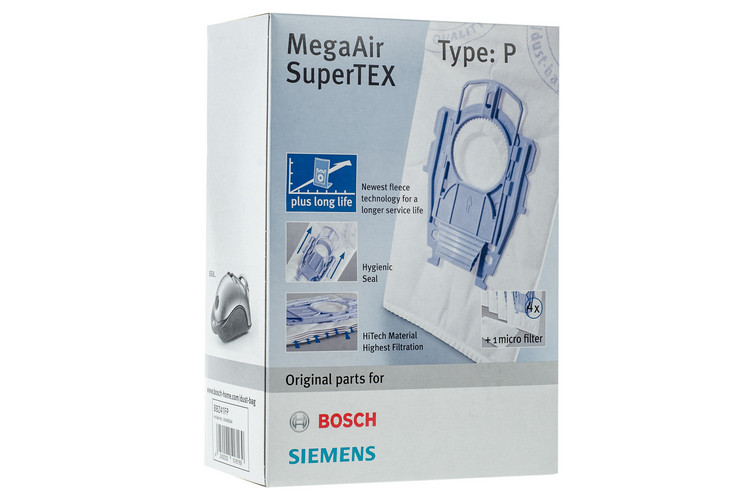 Комплект мішків пилозбірників Type Р з фільтром для пилососа Bosch, Siemens 468264 (BBZ41FP)