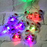 Гирлянда Снеговики, светодиодная гирлянда на новый год, 1,5 метра (питание от сети)