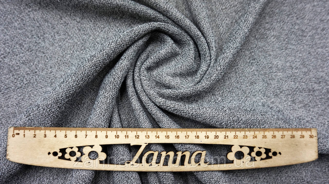 Трикотажна тканина в'язка з начосом колір світло-сірий меланж