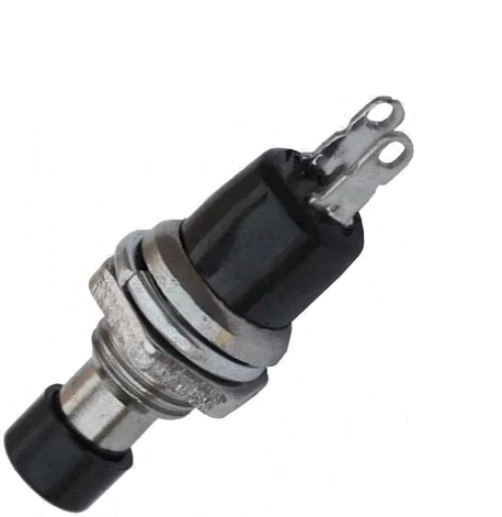 Кнопка мала PBS-10B-2 без фіксації ON-(OFF) TCOM, 2pin, 1 А 250 V, чорний, фото 1