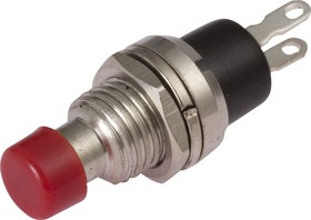 Кнопка мала PBS-10B-2 без фіксації ON-(OFF) TCOM, 2pin, 1 А, 250V, червона, фото 1