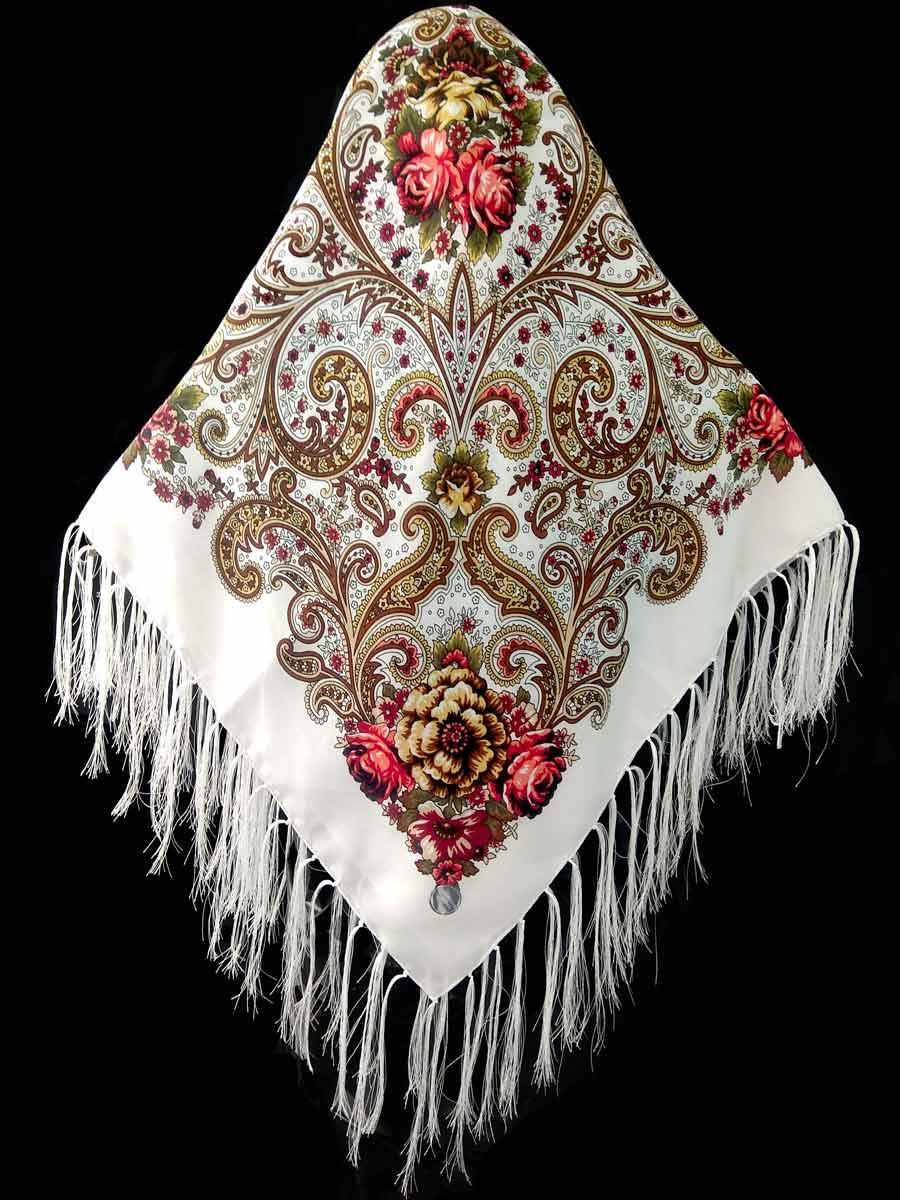 Хустка Квіти (120*120) біла