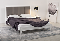 Дерев'яне двоспальне ліжко з м'яким узголів'ям КАЛІФОРНІЯ, масив вільхи, Білий, 140х200
