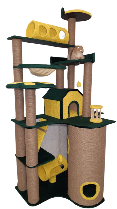 Високе ігрове котяче містечко кігтеточка для котиків, кішок з будиночком туннелем 200см