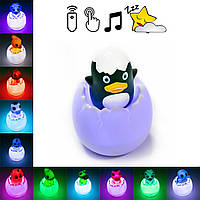 Нічник дитячий іграшка Egg Ball Animal World LED "Пингвиненок" музичний нічник в дитячу кімнату