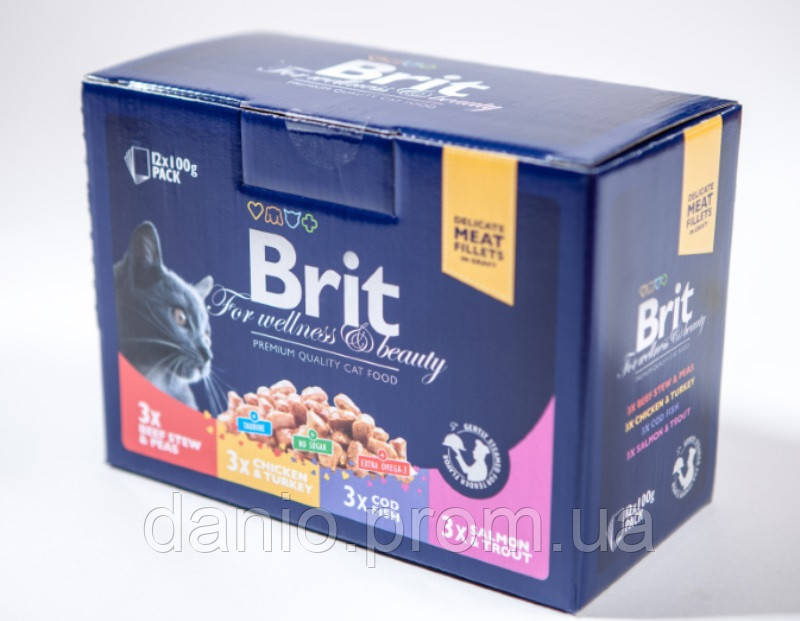 Консерви Brit Premium Cat pouch 1200 р сімейна тарілка асорті 4 смаку