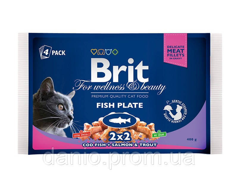 Консерви Brit Premium Cat pouch 400 г рибна тарілка