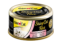 Влажный корм для кошек GimCat Shiny Cat Filet 70 г, с курицей и креветками