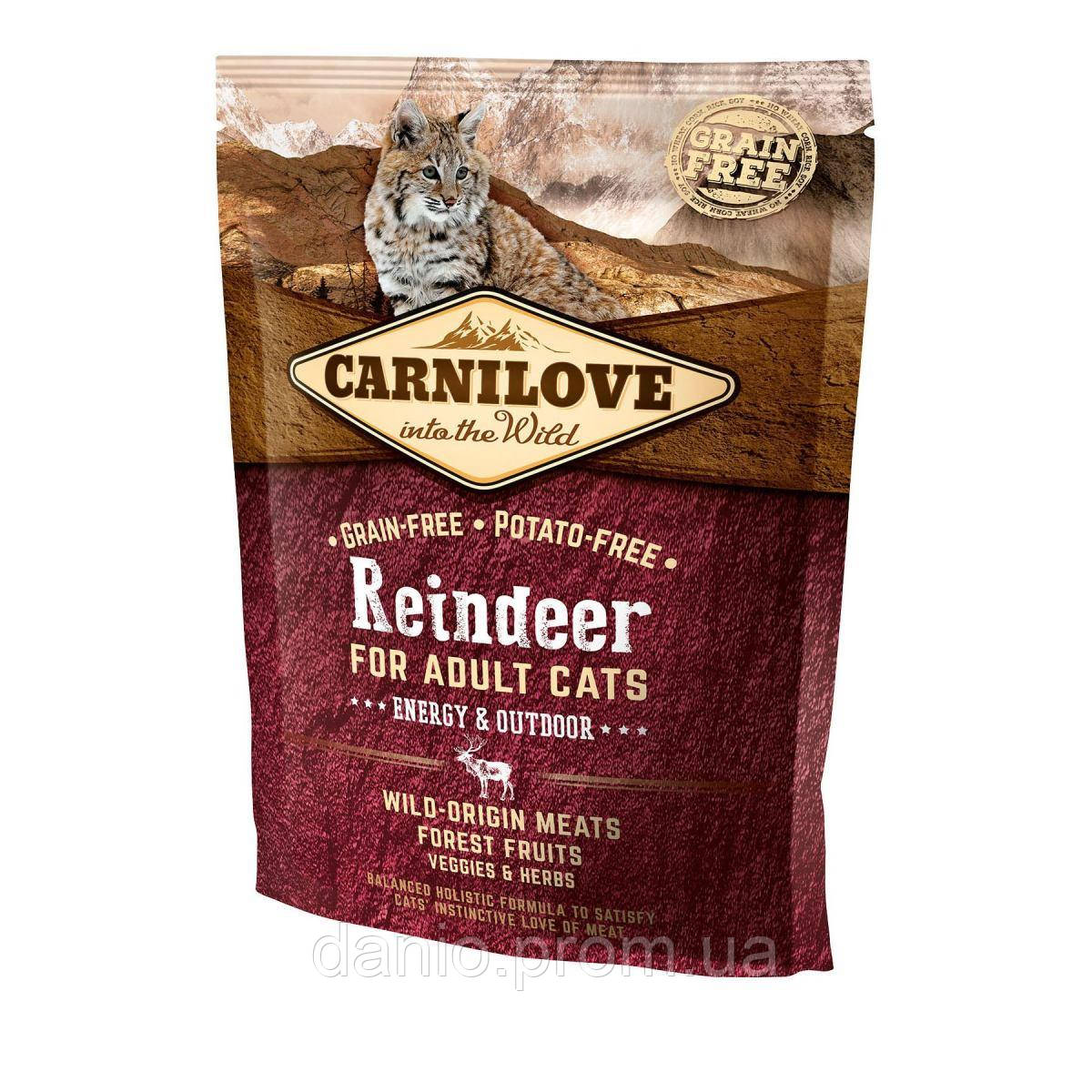Carnilove Корм для активних кішок Carnilove Energy & Outdoor Raindeer 0,4 кг, з олениною та кабаном