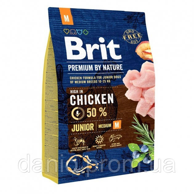 Сухий корм Brit Premium Junior M 3 kg (для цуценят і молодих собак середніх порід)