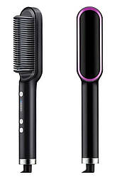Гребінець випрямляч для волосся з турмаліновим покриттям Hair Straightener HQT-909B Щітка випрямляч 198514