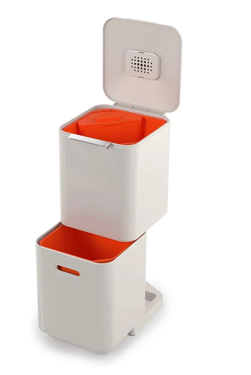 Органайзер для сміття з кришкою прямокутний "Totem" 36.6х30х76см/40л з нержавіючої сталі Joseph Joseph, фото 1